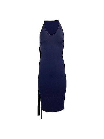 David Koma David Coma Belt Wrap Midi Dress in Navy Blue Polyester (view 1)