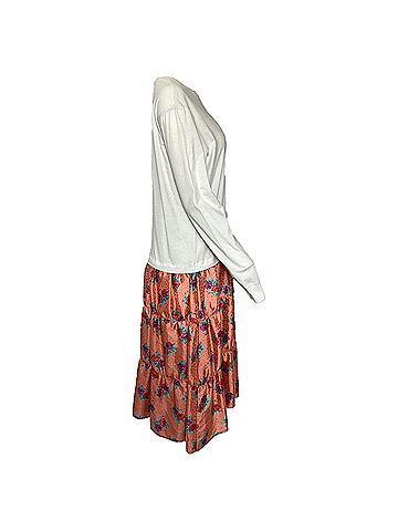 MSGM MSGM Floral Printed  Long Sleeve Midi Tiered Dress in Multicolor Polyester (view 2)