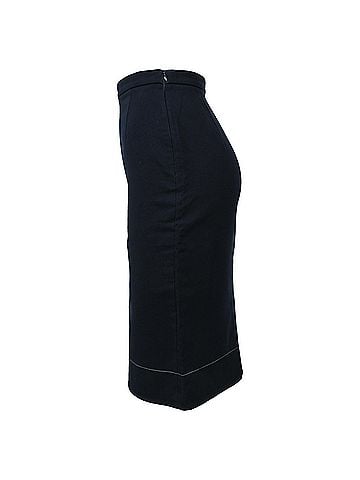 Prada  Prada Midi Pencil Skirt in Navy Blue Wool (view 2)
