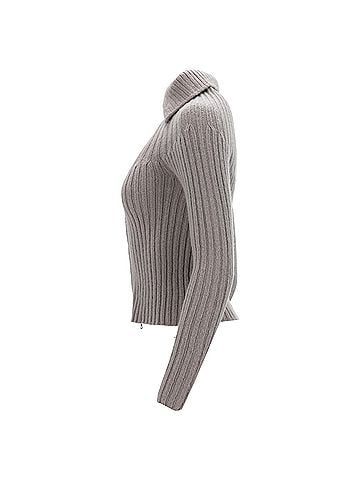 Max Mara Max Mara Weekend Knitted Zipped Sweater in Grey Wool (view 2)
