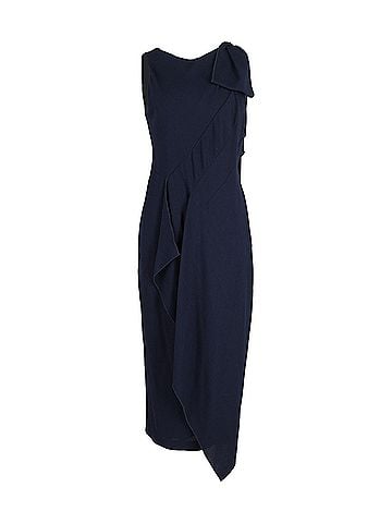 RM by Roland Mouret Roland Mouret Midi Dress in Navy Blue Polyester (view 1)