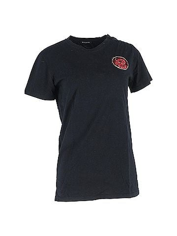 Balmain Balmain Embroidered Patch T-shirt in Black Cotton (view 1)
