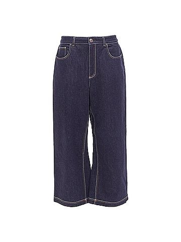 Fendi Fendi FF logo patch contrast stitch cropped wide leg jeans (view 1)