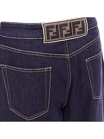 Fendi Fendi FF logo patch contrast stitch cropped wide leg jeans (view 2)