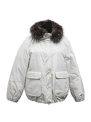 Brunello Cucinelli  Brunello Cucinelli Reversible Down Jacket in White Polyamide (view 1)