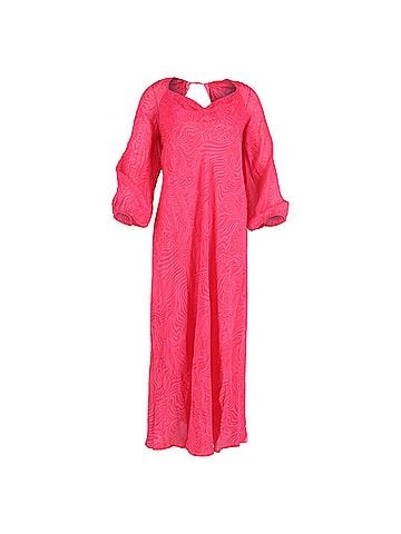 Rixo London  Rixo Printed Bishop Sleeve Midi Dress in Pink Viscose (view 1)