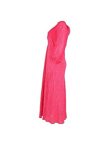 Rixo London  Rixo Printed Bishop Sleeve Midi Dress in Pink Viscose (view 2)