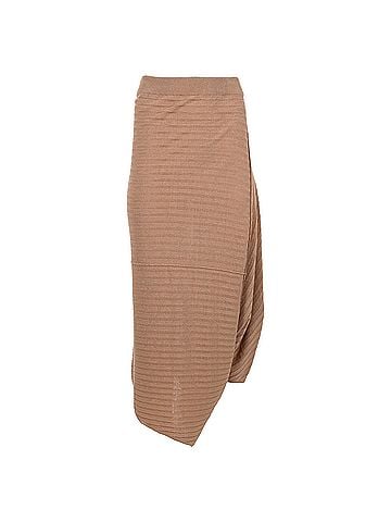 J.W. Anderson  Jw Anderson Knitted Midi Skirt in Brown Linen (view 1)