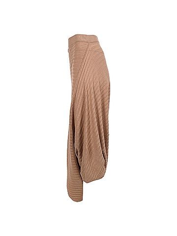 J.W. Anderson  Jw Anderson Knitted Midi Skirt in Brown Linen (view 2)