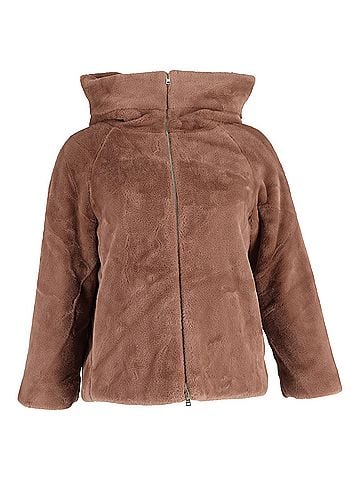 Herno Herno Faux Fur Hooded Jacket in Brown Polyester (view 1)