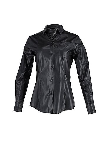 MSGM MSGM Buttondown Shirt in Black Faux Leather  (view 1)