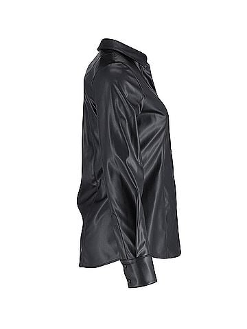 MSGM MSGM Buttondown Shirt in Black Faux Leather  (view 2)