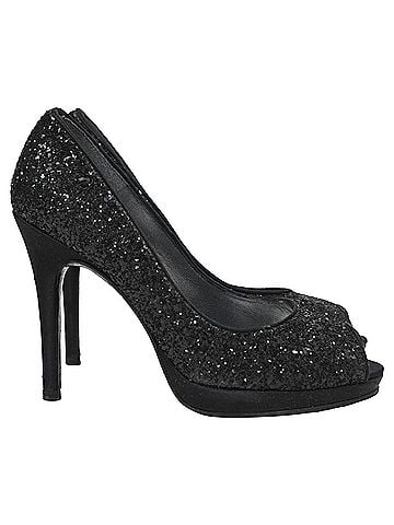 Stuart Weitzman Stuart Weitzman Peep-Toe Pumps in Black Glitter (view 1)