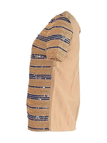 Tory Burch Tory Burch Beaded and Sequined Top in Beige Cotton (view 2)