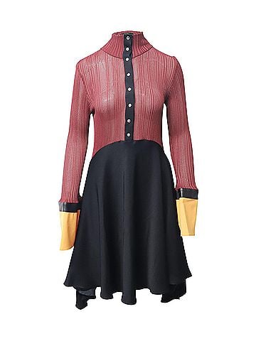 Ellery Ellery Concourse Tulip Sleeve Dress in Multicolor Polyester (view 1)
