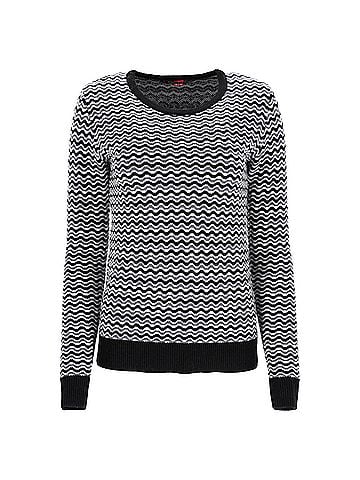 Perfect Moment Perfect Moment Zig Zag Sweater in Black and White Merino Wool  (view 1)