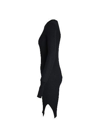 Maison Margiela Maison Margiela Ribbed Long Sleeve Fitted Dress in Black Viscose (view 2)