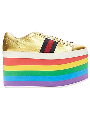 Gucci Gucci Alessandro Michele Peggy rainbow web platform sneakers (view 1)