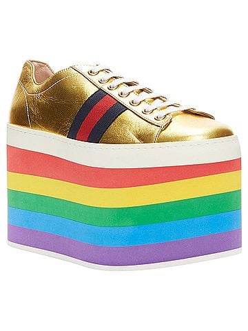 Gucci Gucci Alessandro Michele Peggy rainbow web platform sneakers (view 2)