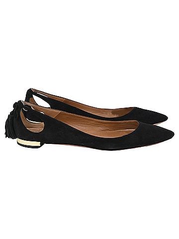 Aquazzura Aquazzura Forever Marilyn Cutout Ballet Flats In Black Suede (view 1)