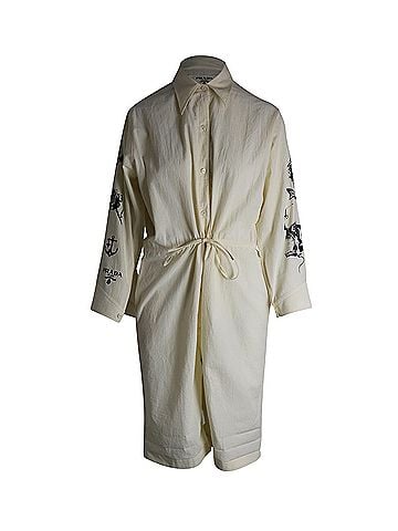 Prada Prada Printed Chambray-Canvas Jumpsuit In White Cotton (view 1)