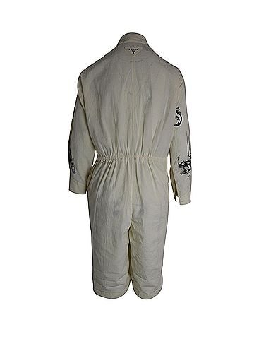 Prada Prada Printed Chambray-Canvas Jumpsuit In White Cotton (view 2)