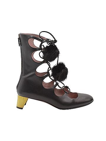 Gucci Gucci Heloise Lace-up Gladiator Boots In Black Leather (view 1)