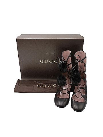 Gucci Gucci Heloise Lace-up Gladiator Boots In Black Leather (view 2)