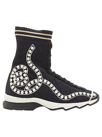 Fendi Fendi Rockoko pearl embellished sock knit high top sneaker (view 2)