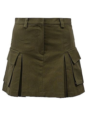The Frankie Shop The Frankie Shop Audrey Pleated Mini Skirt in Green Cotton (view 1)
