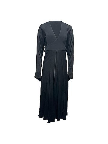 Victoria Beckham Victoria Beckham Pleated Crepe Midi Dress in Black Polyester (view 1)