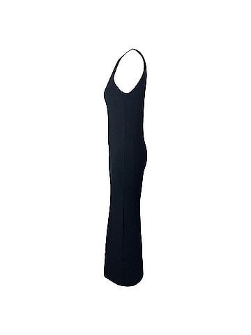 Totême  Totême Ribbed Maxi One-Shoulder Fitted Dress in Black Viscose (view 2)