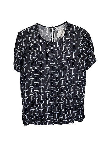 Max Mara Max Mara Golf Key Printed T-Shirt in navy Blue Silk (view 1)