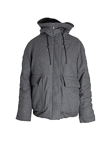 Acne Acne Studios Asa Puffed Hooded Winter Jacket in Grey Wool (view 1)