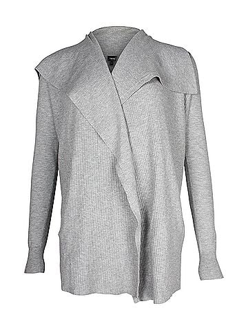 Theory Theory Ribbed Knit Cardigan in Grey Viscose (view 1)