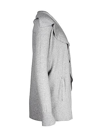 Theory Theory Ribbed Knit Cardigan in Grey Viscose (view 2)