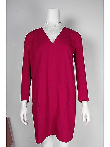 Vanessa Bruno Vanessa Bruno Long Sleeve V-Neck Dress in Magenta Acetate (view 1)