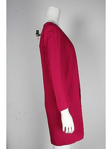 Vanessa Bruno Vanessa Bruno Long Sleeve V-Neck Dress in Magenta Acetate (view 2)