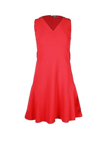 Theory Theory V-Neck Sleeveless Admiral Crepe Short Dress in Red Triacetate (view 1)