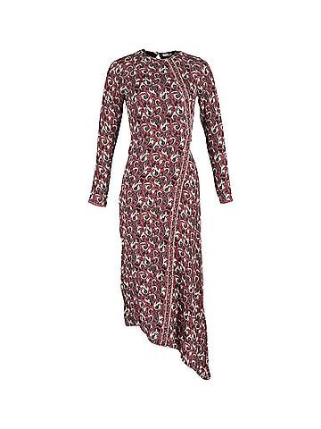 Vilshenko Vilshenko Printed Asymmetric Dress in Burgundy Silk (view 1)