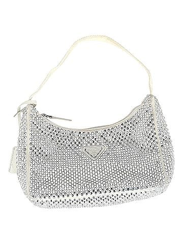 Prada Prada Crystal-Embellished Re-Edition 2000 Bag in Cream Satin (view 1)
