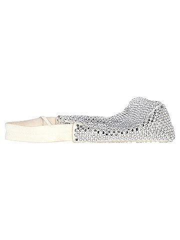 Prada Prada Crystal-Embellished Re-Edition 2000 Bag in Cream Satin (view 2)