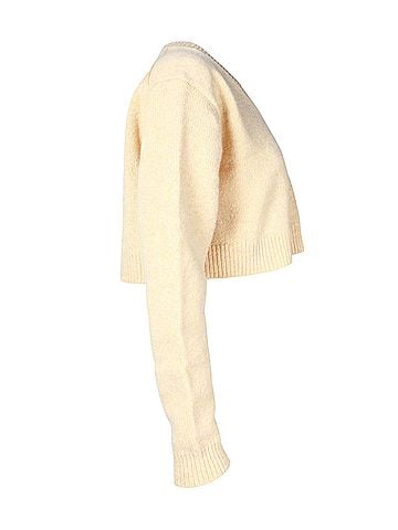 Acne Acne Studios Cropped V-Neck Sweater in Pastel Yellow Wool (view 2)