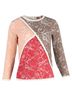 MSGM 100% Nylon Multi Color MSGM Lace Patchwork Long Sleeve T-Shirt in Multicolor Polyamide Size 10 - photo 1