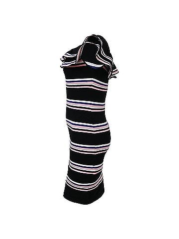 MSGM MSGM Mini Friday Off-Shoulder Ruffle Striped Dress in Multicolor Cotton (view 2)