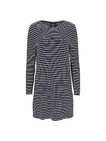 A.P.C. A.P.C. Striped Mini Dress in Navy Blue Viscose (view 1)
