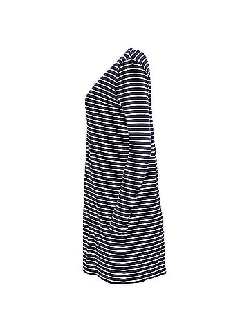 A.P.C. A.P.C. Striped Mini Dress in Navy Blue Viscose (view 2)