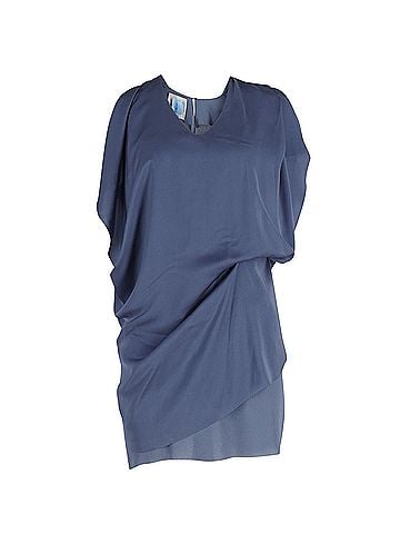 Acne Acne Studios Mallory Overlay Mini Casual Dress in Navy Blue Polyester (view 1)