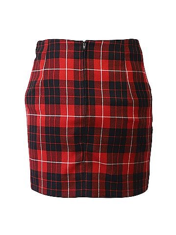 Jean Paul Gaultier Jean Paul Gaultier Plaid Skirt in Red Wool (view 1)