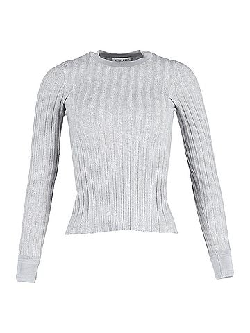 Altuzarra Altuzarra Fitted Ribbed Long Sleeve Sweater in Grey Wool (view 1)